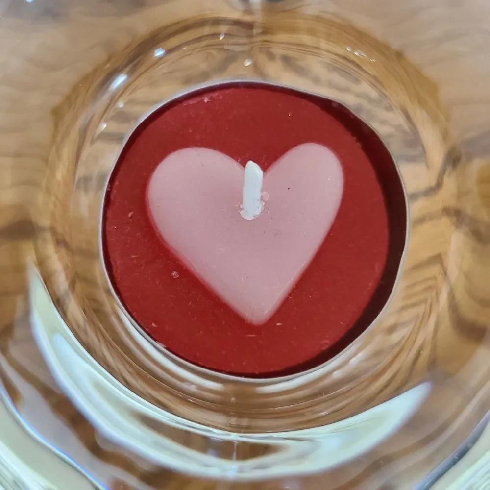 Orrefors Sweden Amour Heart Shaped Crystal Votive Tealight Candleholder Nordic